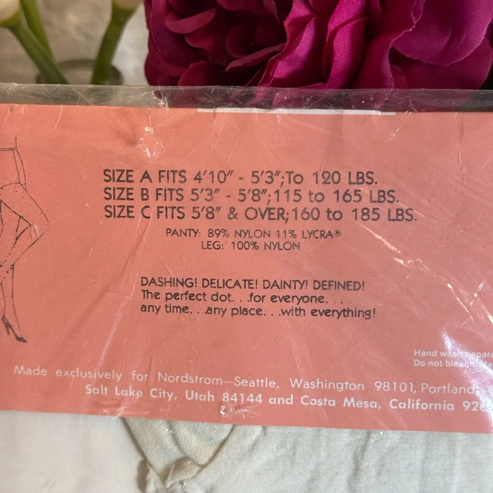 Nordstrom Perfect‎ Dot Textured Pantyhose in the color Vanilla, size C.